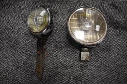 A Lucas SFT700s car head lamp and a similar Virages Brouillard lamp