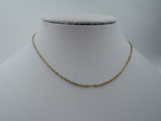 A 9ct gold fine rope chain, approx 15' & 1.8g