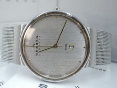 A Skagen quartz wrist watch model: 355LGSC having a dot numeral dial with date aperture to