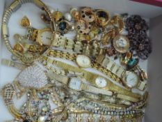 A selection of costume jewellery including wrist watches, pendants, earrings, rings etc (including 2
