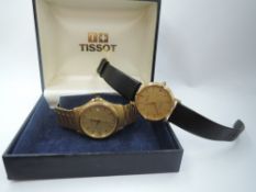 Two gent's Tissot gold plated wrist watches, model: Stylist and B977 automatic