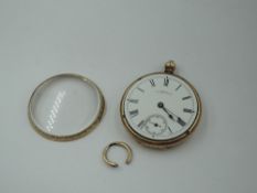 A yellow metal key wound pocket watch stamped 10C by A.M Watch Co Waltham Mass, no: 405672 having