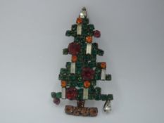 A Weiss 1950's six candle classic Christmas tree brooch having multiple coloured crystal decoration