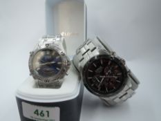 A gent's Lorus Chrongraph VD53-X048 wrist watch having baton numeral dial with a trio of central