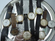 A tray of gent's vintage and later wrist watches including Rone, Oris, Bernex, Helvetia etc