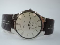 A gent's Skegen quartz wrist watch no: 433LSL1 having an Arabic numeral dial with subsidiary seconds