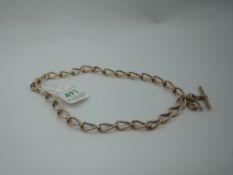 A 9ct rose gold open link watch chain with T bar and dog leash clasps, approx 16' & 45.1g
