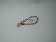 A 9ct rose gold open link bracelet having padlock clasp, approx 12.3g