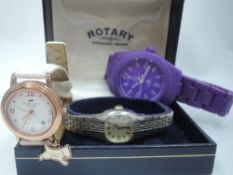 Three lady's fashion wrist watches including Radley, Toy Watch and Rotary