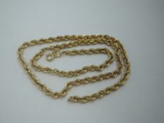A 9ct gold rope chain, (AF), approx 5g
