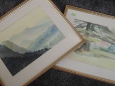A watercolour, Marilyn Tordoff, Morning light Coniston, signed, 25 x 35cm, plus frame and glazed,