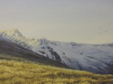 A watercolour, J Ingham Riley, Sharp Edge Blencathra, signed and attributed verso, 24 x 35cm, plus