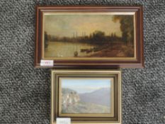 An oil painting on board attributed to W G Reynolds, The Thames at Hammersmith, attributed verso, 12