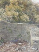 A watercolour, Robert Rampling, river Bridge, signed, 44 x 30cm, plus frame and glazed
