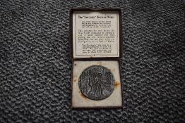 A Lusitania German Medal, a British exact copy medal commemorating the sinking of the Lusitania,