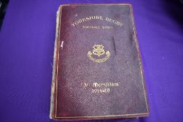 A volume, Yorkshire Rugby Football Union, In Memoriam 1914-1919, with dedication to W J Stocks