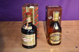 A bottle of Drambuie Liqueur 40% vol 1 litre in card box and a bottle of Glayva Scotch Liqueur 700ml