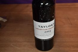 A bottle of Taylor's Late Bottled Vintage Port 2003, 20% vol 750ml, in presentation box