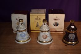 Six Wade Bells Scotch Whisky Decanters, aged 8 years, Great Scottish Inventors series, James Watt,