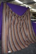 An Indian cotton 90X100' fringed length of striped fabric.