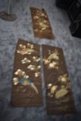 A collection of antique embroidered Chinese panels, exquisite needlework but very fragile.