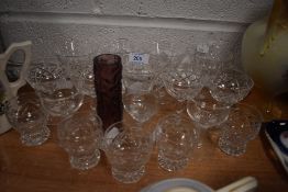 A selection of fine glass wares including White friars style small vase