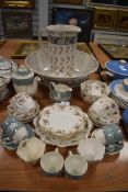 A selection of ceramics including two part tea services and a wash jug and bowl set