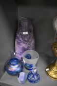 A selection of studio art glass including Twists glass studio and Glassform