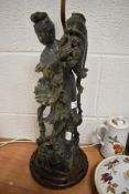 A large Chinese figural lamp base having Geisha figure 40cm tall gardening