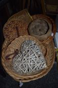 A selection of wicker woven and similar baskets