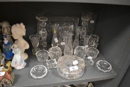 A selection of various leaded and clear cut crystal glass wares