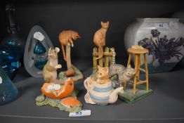 Five small cat figure studies by Border Fine Arts
