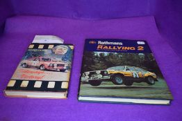 Two vintage motor sports books Sideways to Victory signed by author Roger Clark and World Rallying 2