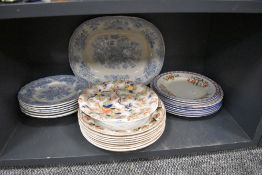 A selection of dinner plate sets including Myott & Sons Angelica and Palissy