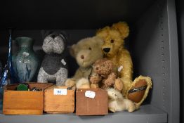 Four plush soft toys including Shirden teddies and three part chess sets