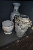 Three large sized vases including Chinese style and hand thrown