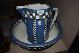 An art deco styled wash jug and bowl set by Royal Doulton in the Virginia design