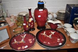 A selection of ceramics by Carlton Ware in the Rouge Royal design