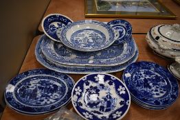 A selection of blue and white wear ceramics including Hilditch and son and Ashworth