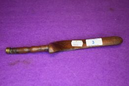 An 19th century knitting stick having naive carved detailing