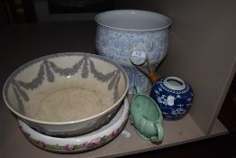 A selection of ceramics including hand decorated ginger jar