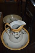 A wash jug and bowl set by Ibsons and similar bowl