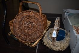 A selection of wicker baskets and a planter