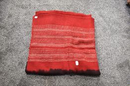 A vintage shawl or throw wool woven with two tone colour