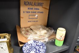 A selection of ceramics inclduing boxed Royal Albert Old Country Roses cake stand