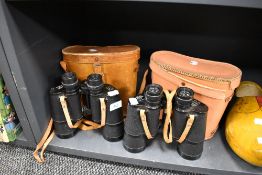 Two sets of binoculars including Horizon 7x50 and Chiyoko 10x50 both having leather cases
