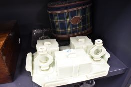 An early plastic dressing table set in an art deco design with similar