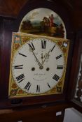 A 19th Century oak and mahogany longcase clock having 8 day movement and painted dial (hunting