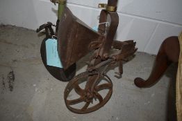 Two antique seed drills, Copper and Son and Gower and Son