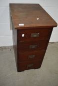 A late 19th or early 20th Century mahogany pedestal set of four drawers, having campaign style